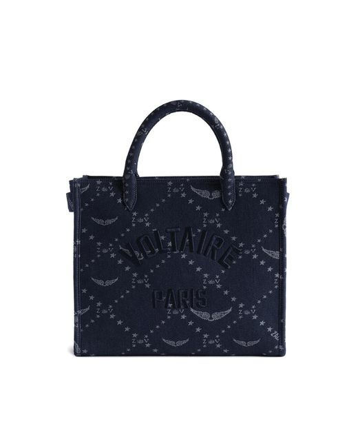 Zadig & Voltaire Blue Angel Monogram Denim Tote