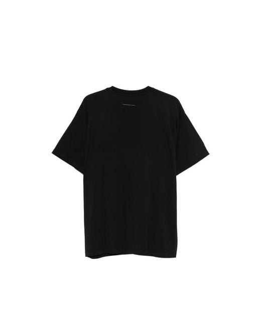 MM6 by Maison Margiela Black Logo-Print T-Shirt for men