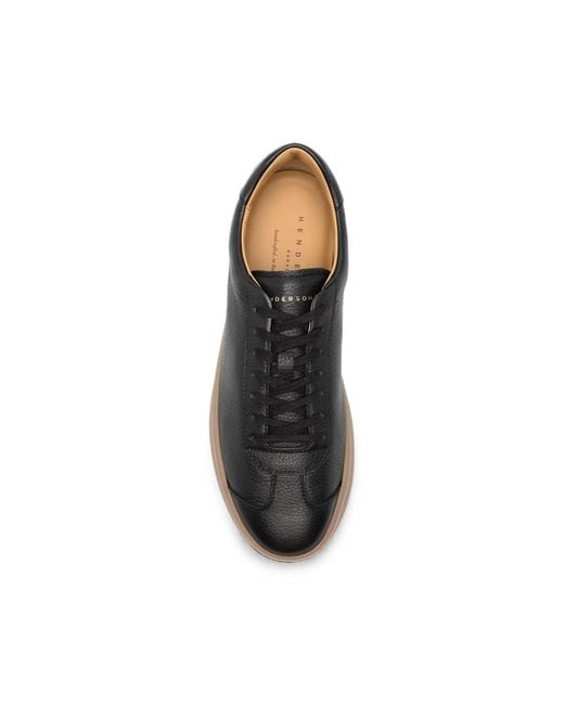 Henderson Black Pebbled-Leather Sneakers for men