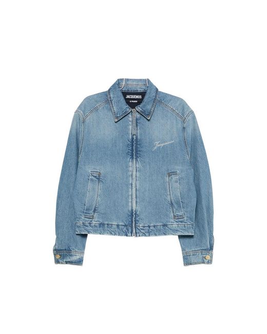 Jacquemus Blue Logo-Embroidered Denim Jacket for men