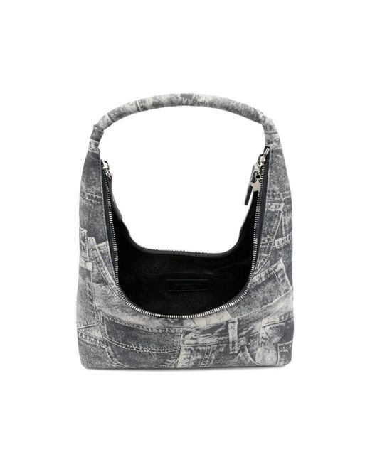 MARGE SHERWOOD Gray Printed Charm-Detail Shoulder Bag