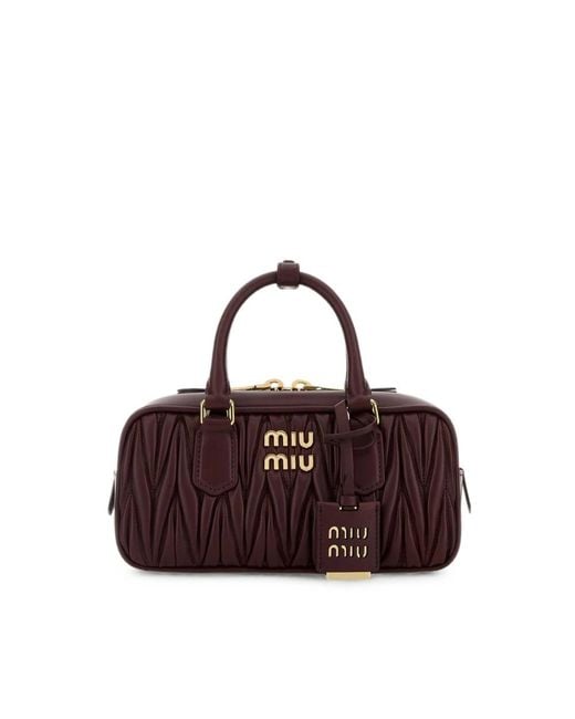 Miu Miu Brown Arcadie Matelassé Leather Tote Bag