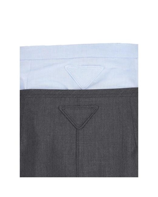 Prada Gray Button-Down Layered-Effect Midi Skirt