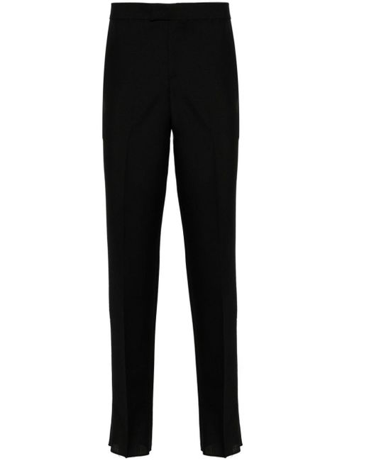 Lardini Black Interwoven Wool-Blend Trousers for men