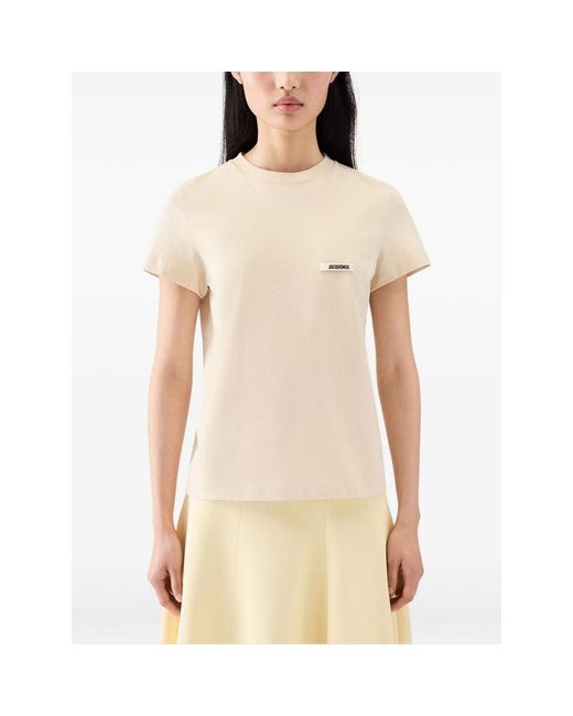 Jacquemus Natural Le T-Shirt Gros Grain Top