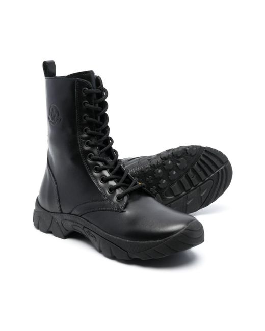 Moncler Black Lace-Up Leather Boots