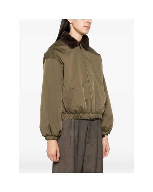 ELEH Green Faux-Fur-Collar Jacket
