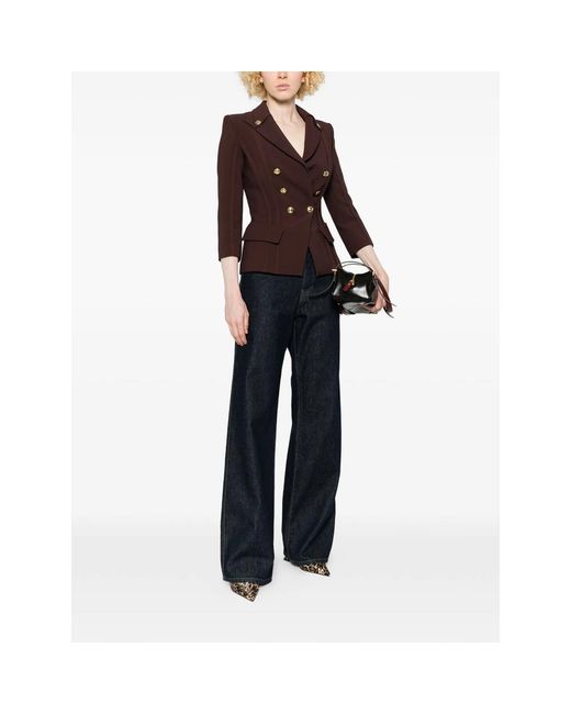 Elisabetta Franchi Brown Double-Breasted Jacket