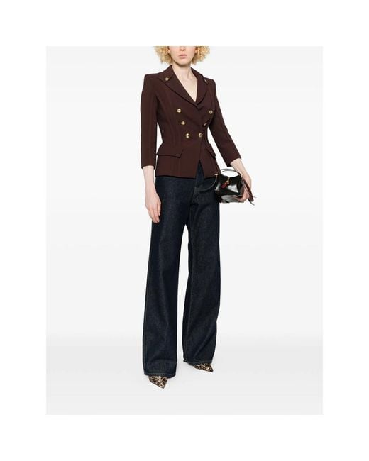 Elisabetta Franchi Brown Double-Breasted Jacket