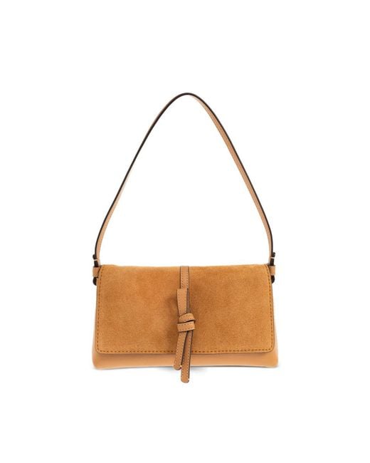 Kate Spade Brown Small Loop Suede-Panelled Knotted Shoulder Bag