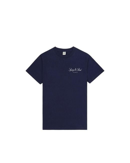 Sporty & Rich Blue Logo-Lettering T-Shirt for men