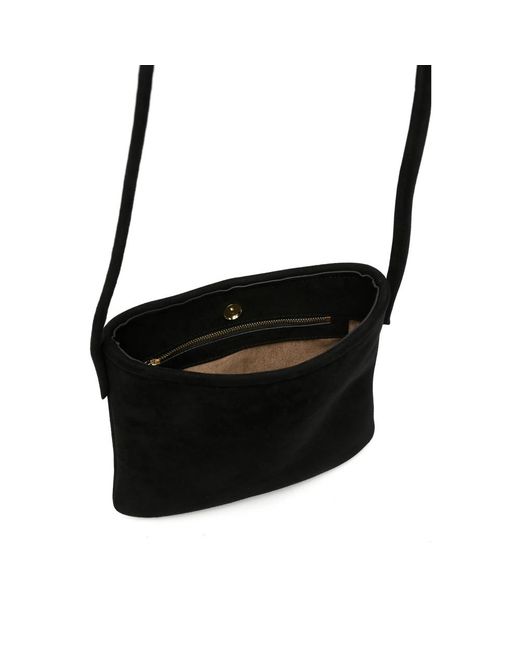 MANU Atelier Black Fidèle Suede Shoulder Bag