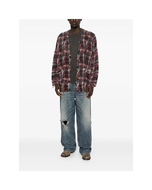 R13 Brown Frayed Cardigan for men