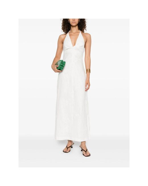 Sir White Halterneck Embroidered Dress