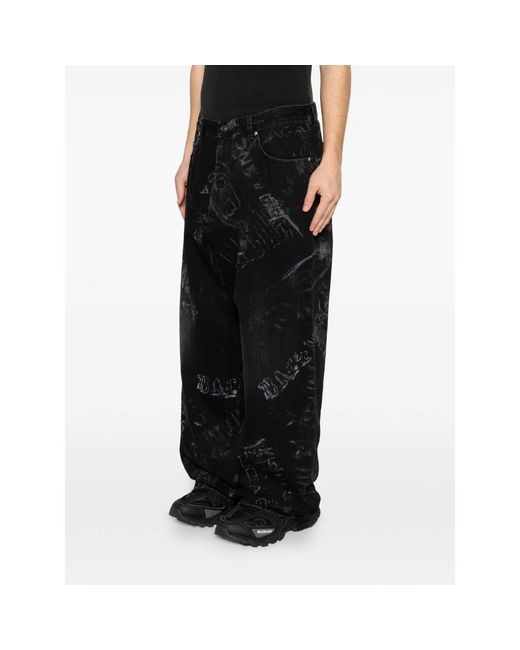 Balenciaga Black Print Jeans for men