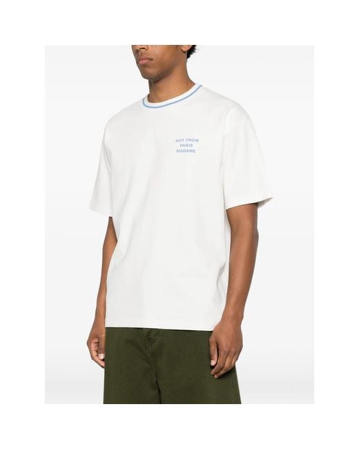 Drole de Monsieur White Cotton T-Shirt for men