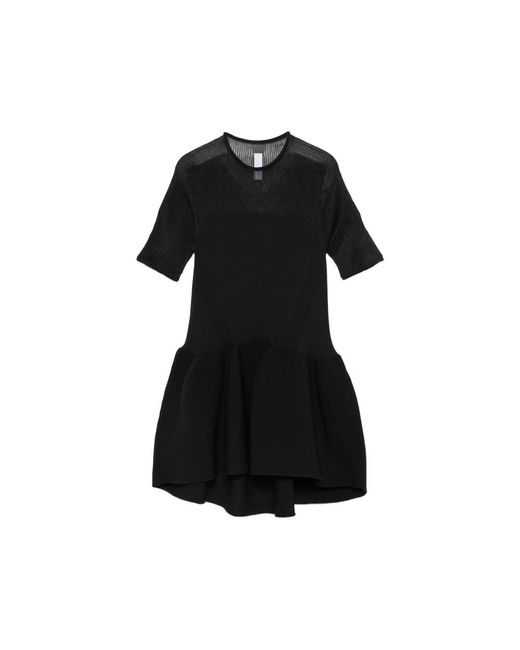 CFCL Black Pottery Lucent Ribbed Peplum Top