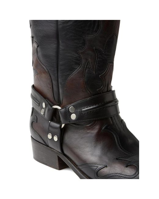 Versace Black Sylvester Leather Texan Boots for men