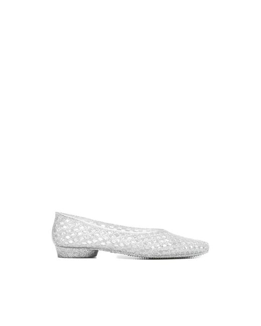 HEAVENLY JELLY White Open-Work Ballet Flats