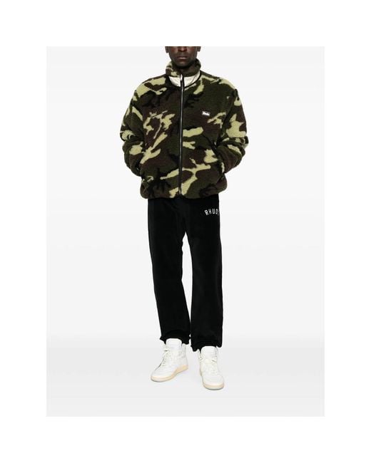 Rhude Black Camouflage-Print Logo-Embroidered Jacket for men