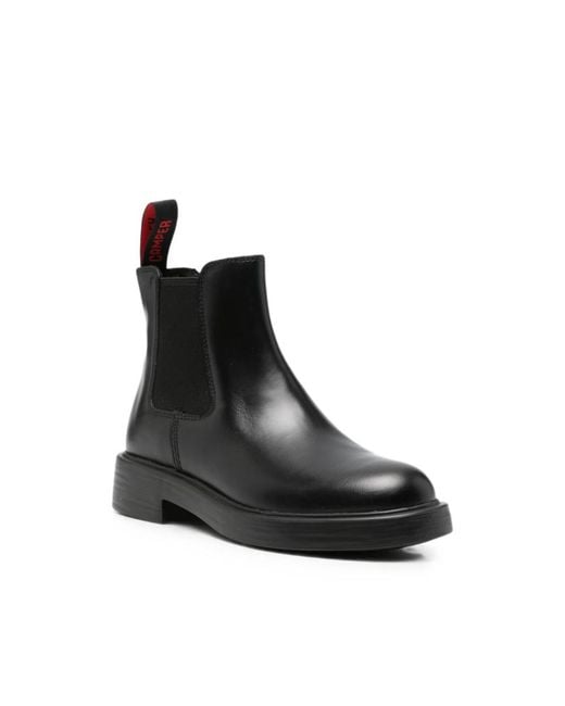 Camper Black Dean Elasticated-Panel Pull-Tab Chelsea Boots
