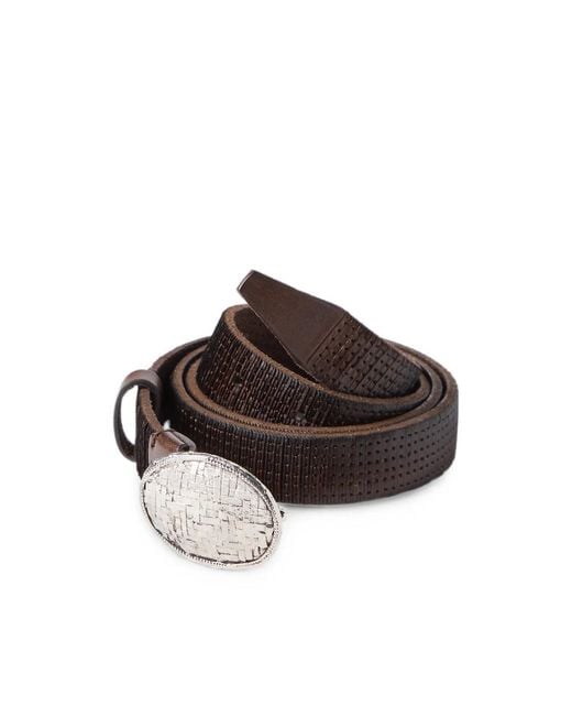 Brunello Cucinelli Brown Textured-Leather Braided-Buckle Belt for men