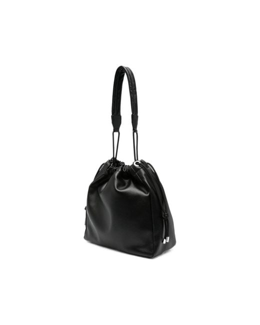 Vivienne Westwood Black Orb-Plaque Drawstring Shoulder Bag
