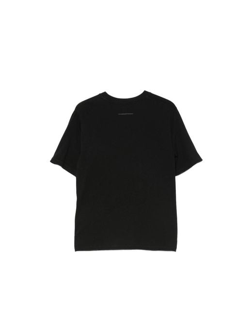 MM6 by Maison Margiela Black Logo-Patch Gathered T-Shirt for men