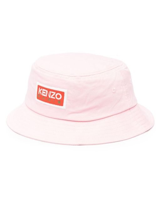 KENZO Pink Logo-patch Cotton Bucket Hat