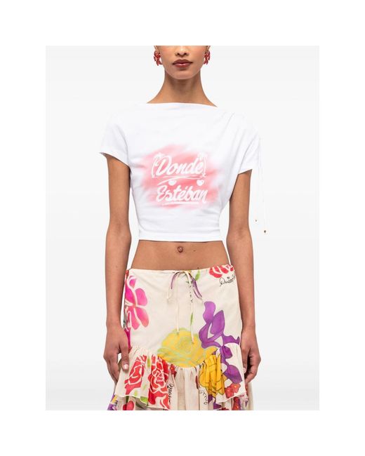 Donde Esteban Pink Bazurto Spray Crop Top