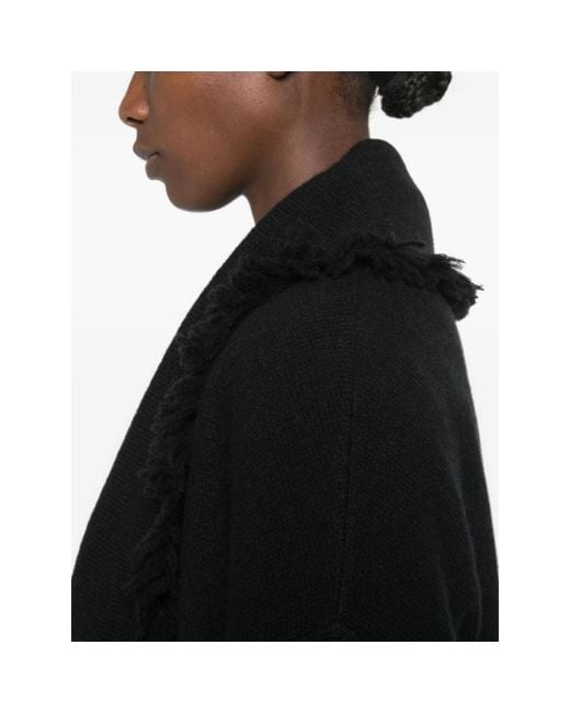 Alanui Black Fringe-Trim Belted Cardigan