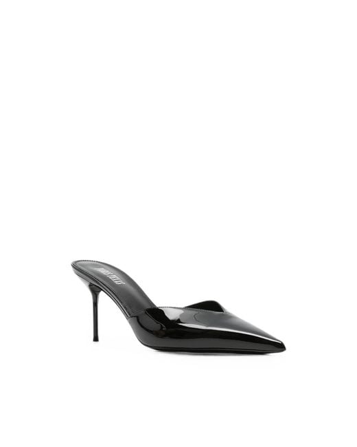 Paris Texas Black Heeled Mules