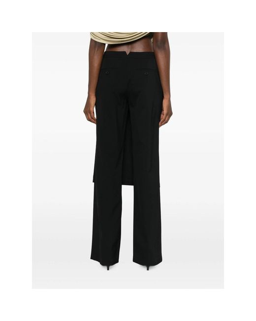 LE SULLY STUDIO Black Layered-Panel Tailored Trousers