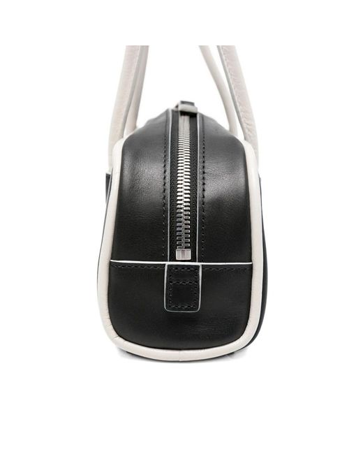MARGE SHERWOOD Black Crinkle Top Handle Tote Bag