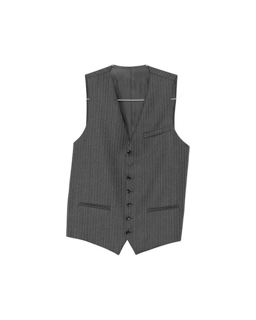 Reveres 1949 Gray Pinstripe-Pattern Buckle-Strap Gilet for men