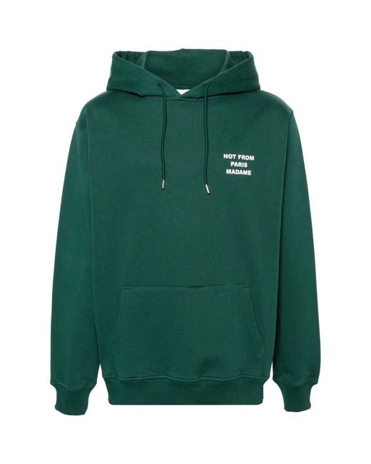Drole de Monsieur Green Logo-Print Cotton Hoodie for men