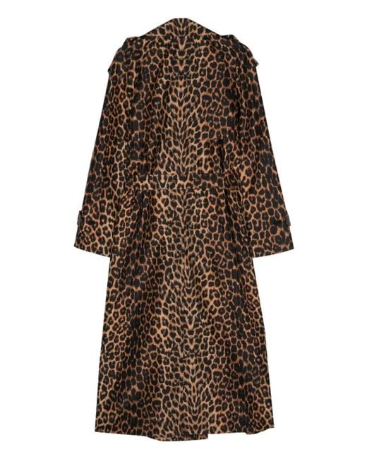 Saint Laurent Brown Leopard-Print Silk Trench Coat for men