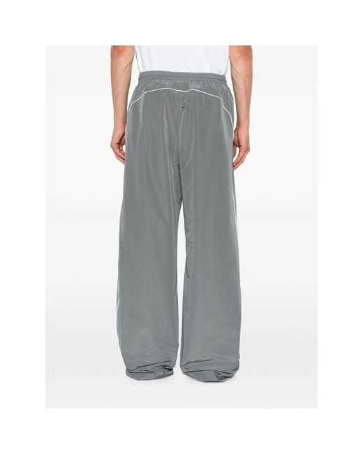 Balenciaga Gray Logo-Print Piping-Detail Track Pants for men