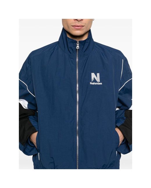 NAHMIAS Blue Logo-Detail Panel Jacket for men