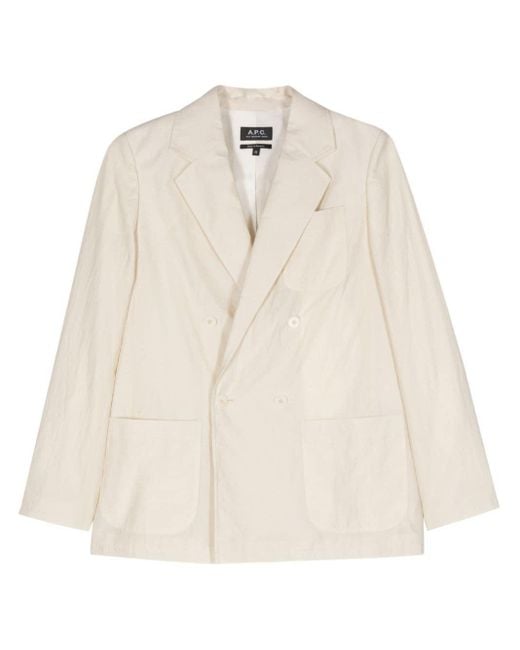A.P.C. Natural Double-Breasted Crepe Blazer
