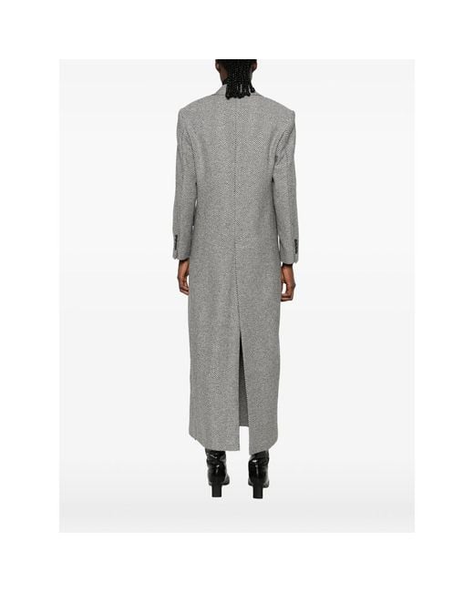 Eraldo Gray Herringbone Double-Breasted Coat