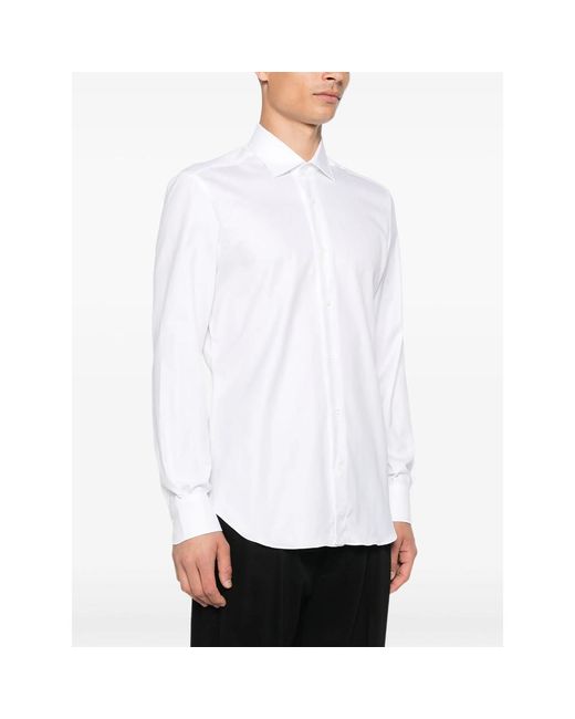 Mazzarelli White Long-Sleeve Button-Up Shirt for men