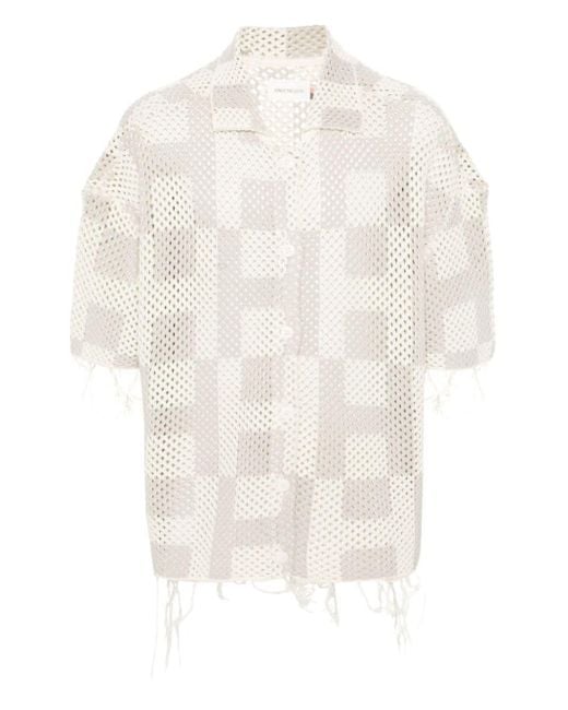 Honor The Gift White Monogram-Pattern Crochet Shirt