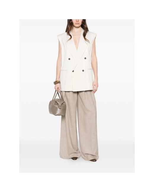 Berwich Natural Nina Pleated Trousers