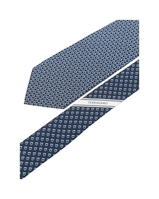 Ferragamo Blue Chicca Gancini-Pattern Tie for men