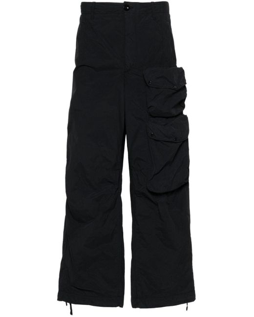 C P Company Black Crinkled Cargo Trousers for men