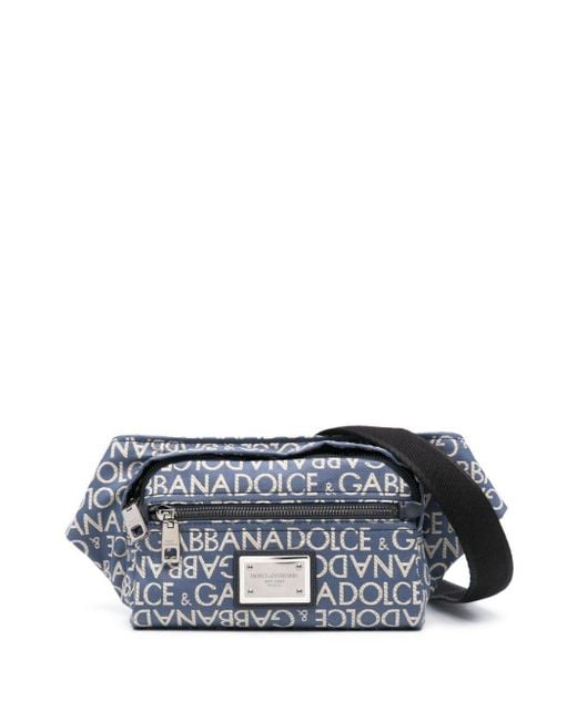 Dolce & Gabbana Gray Logo-Jacquard Belt Bag for men
