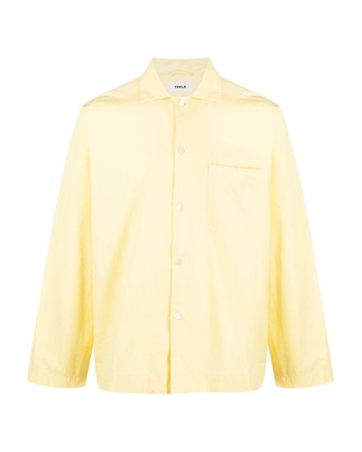 Tekla Yellow Poplin Pajama Shirt