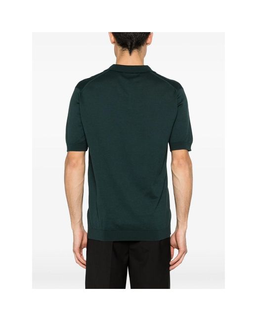 John Smedley Green Noah Polo-Collar T-Shirt for men