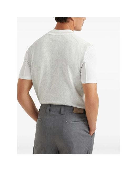 Brunello Cucinelli White Cotton Vest for men
